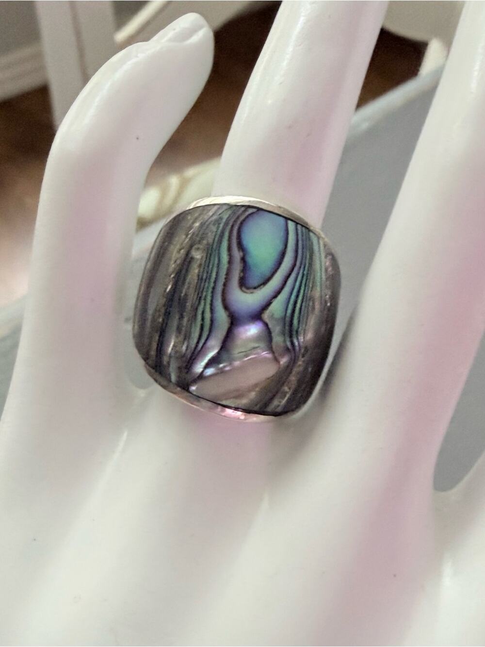 925 Sterling Silver BBJ Abalone Ring Size 6.75